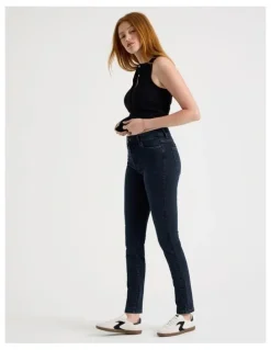 GRAB Skinny Mid Rise Jeans in Blue