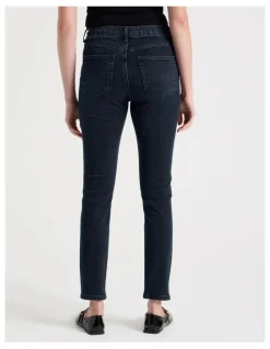GRAB Skinny Mid Rise Jeans With Short Inseam in Blue