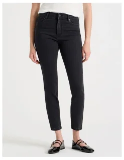 GRAB Skinny Mid Rise Jeans With Short Inseam in Black
