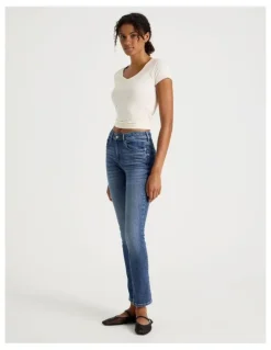 GRAB Slim Mid Rise Jean in Medium Wash