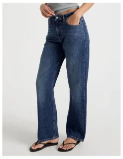 GRAB Straight High Rise Jeans in Medium Indigo