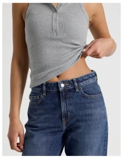 GRAB Straight High Rise Jeans in Medium Indigo
