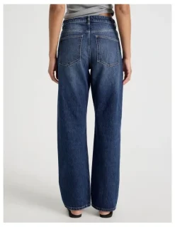GRAB Straight High Rise Jeans in Medium Indigo