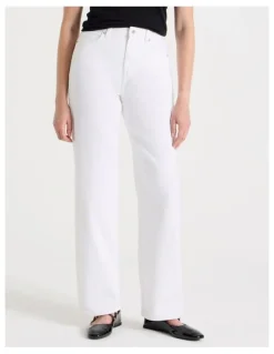 GRAB Vintage Straight High Rise Jeans In Ecru