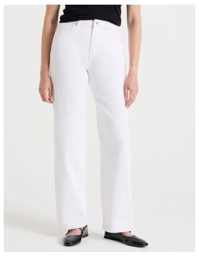 GRAB Vintage Straight High Rise Jeans In Ecru
