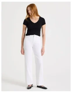GRAB Vintage Straight High Rise Jeans In Ecru