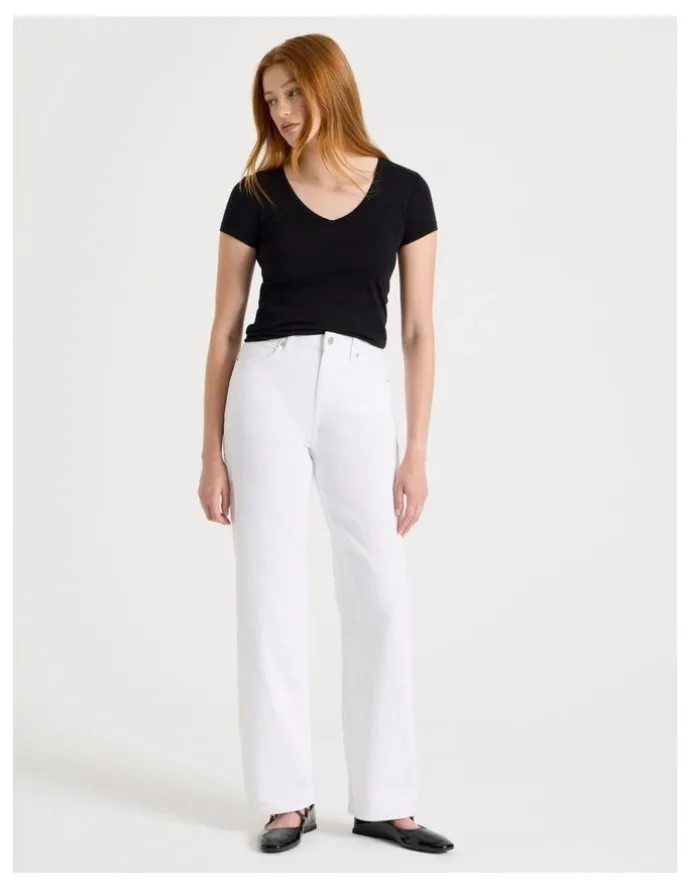 GRAB Vintage Straight High Rise Jeans In Ecru