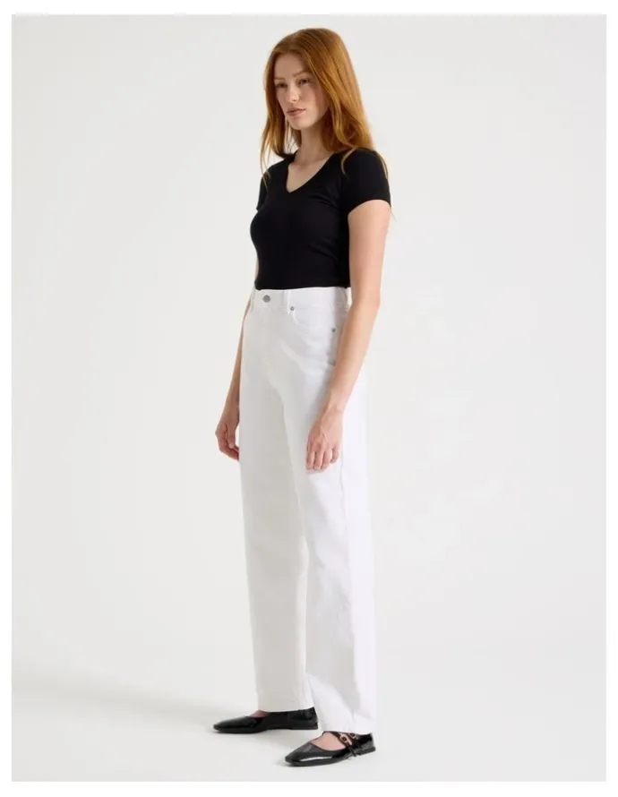 GRAB Vintage Straight High Rise Jeans In Ecru