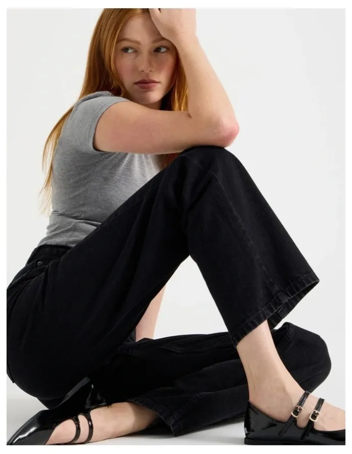 GRAB Vintage Straight High Rise Jeans In Black