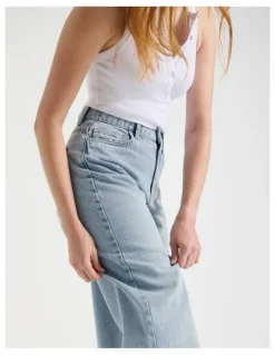 GRAB Vintage Straight High Rise Jeans In Light Wash