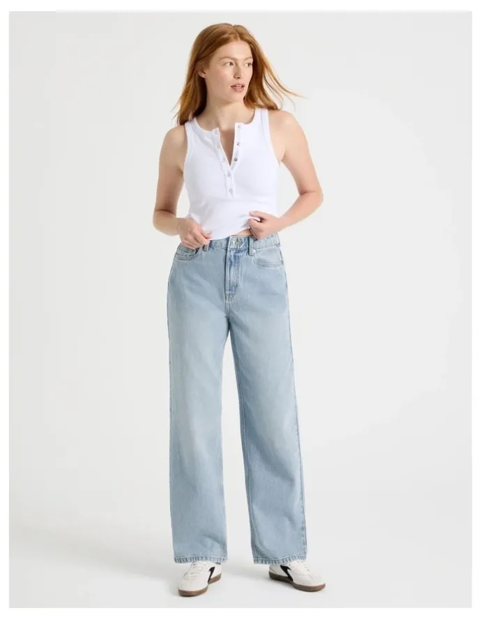 GRAB Vintage Straight High Rise Jeans In Light Wash