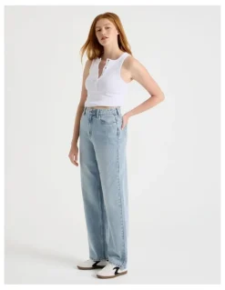 GRAB Vintage Straight High Rise Jeans In Light Wash