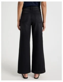 GRAB Wide Leg High Rise Jeans in Washed Black