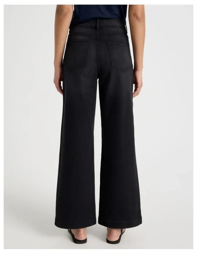 GRAB Wide Leg High Rise Jeans in Washed Black