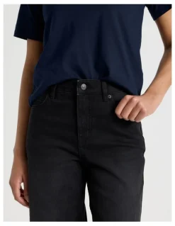 GRAB Wide Leg High Rise Jeans in Washed Black