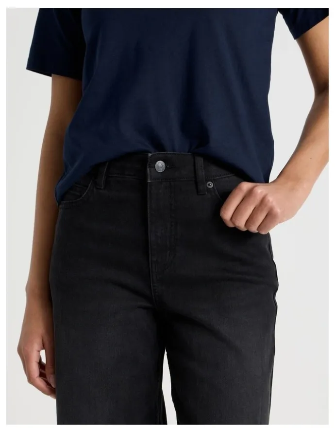 GRAB Wide Leg High Rise Jeans in Washed Black