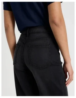 GRAB Wide Leg High Rise Jeans in Washed Black