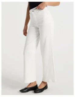 GRAB Wide Leg High Rise Jeans in Ecru