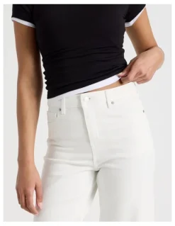 GRAB Wide Leg High Rise Jeans in Ecru