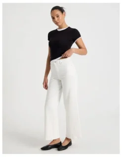 GRAB Wide Leg High Rise Jeans in Ecru