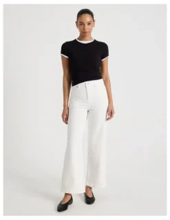 GRAB Wide Leg High Rise Jeans in Ecru
