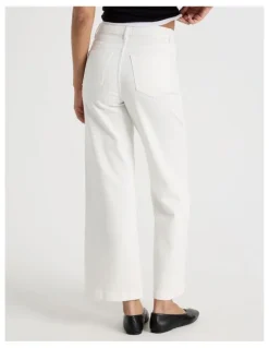 GRAB Wide Leg High Rise Jeans in Ecru