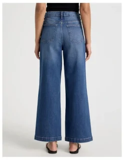 GRAB Wide Leg High Rise Jeans in Mid Wash
