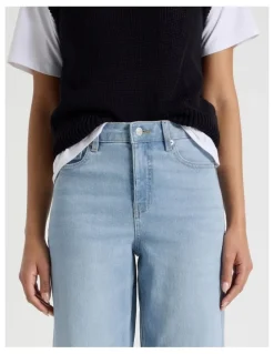 GRAB Wide Leg High Waist Jeans in Light Wash