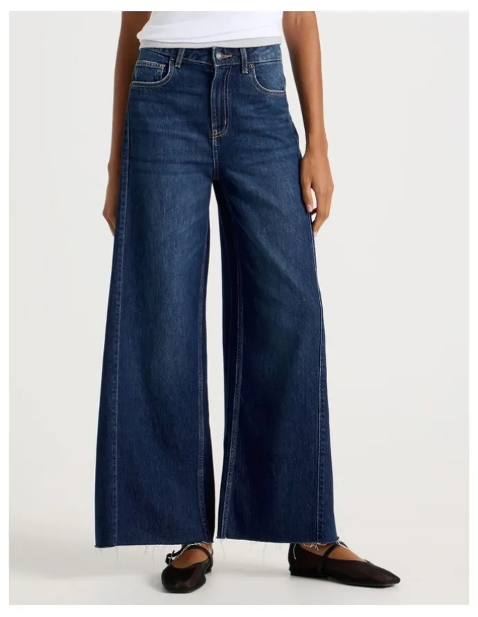 GRAB Wide Leg Jean With Insert in Dark Indigo