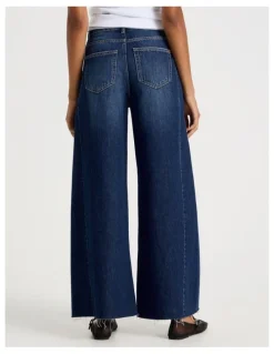 GRAB Wide Leg Jean With Insert in Dark Indigo