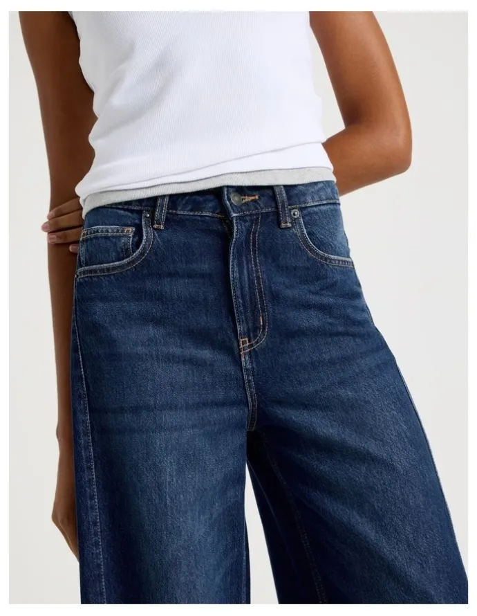 GRAB Wide Leg Jean With Insert in Dark Indigo