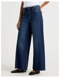 GRAB Wide Leg Jean With Insert in Dark Indigo