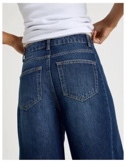 GRAB Wide Leg Jean With Insert in Dark Indigo