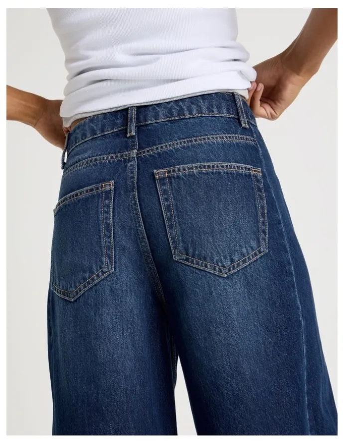 GRAB Wide Leg Jean With Insert in Dark Indigo