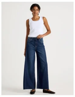 GRAB Wide Leg Jean With Insert in Dark Indigo