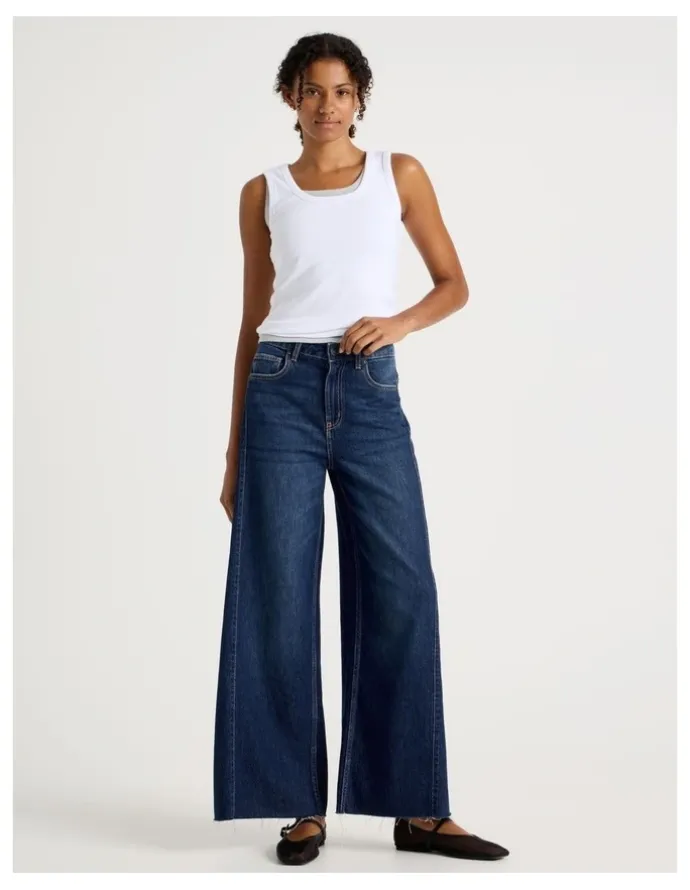 GRAB Wide Leg Jean With Insert in Dark Indigo