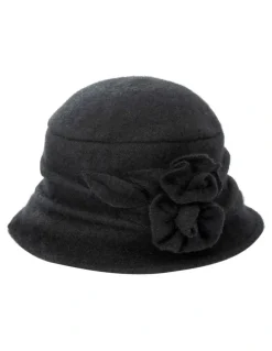 Gregory Ladner Cloche Hat With Flowert in Black