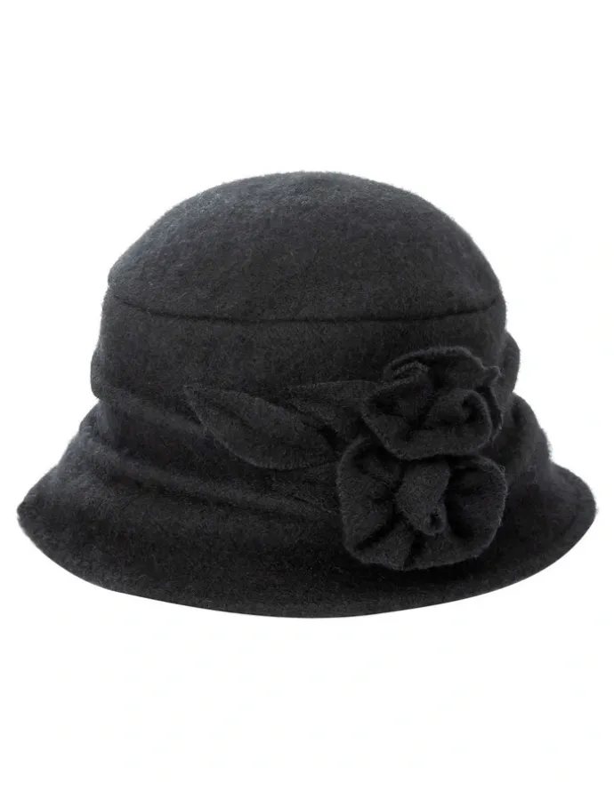 Gregory Ladner Cloche Hat With Flowert in Black
