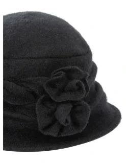 Gregory Ladner Cloche Hat With Flowert in Black
