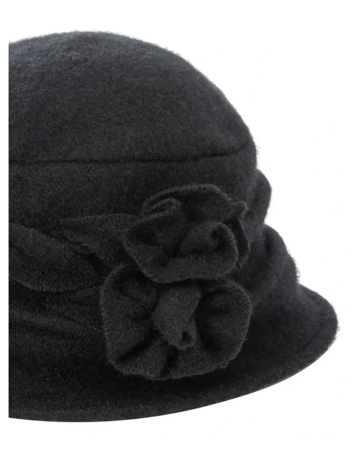 Gregory Ladner Cloche Hat With Flowert in Black