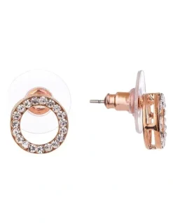 Gregory Ladner Cubic Zirconia Rose Gold Circle Earrings GJEL118M