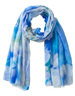 Gregory Ladner Floral Print Scarf in Blue