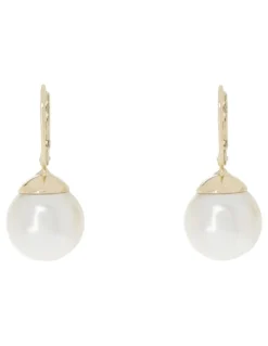 Gregory Ladner French Hook Faux Pearl Gold Earrings