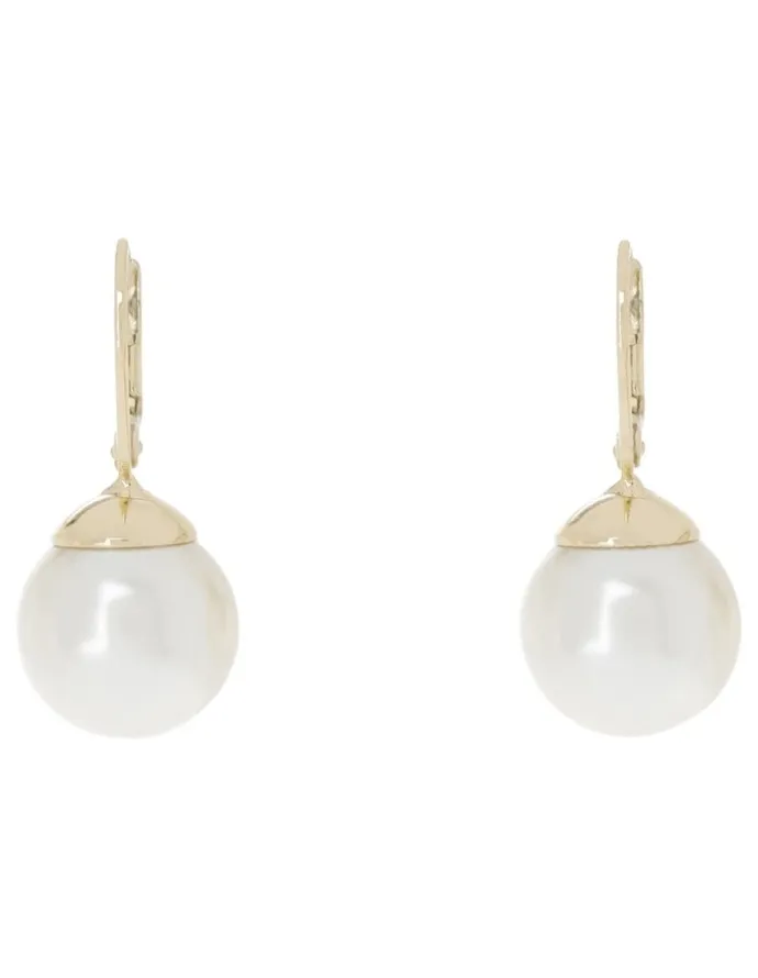 Gregory Ladner French Hook Faux Pearl Gold Earrings