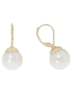 Gregory Ladner French Hook Faux Pearl Gold Earrings