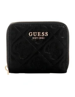 Guess Adelasia Small Zip Around Wallet in Black