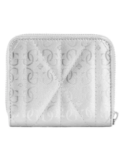 Guess Aldina Small Zip Around Wallet in Silver