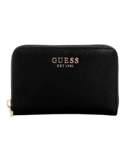 Guess Amorette Medium Zip Around Wallet in Black