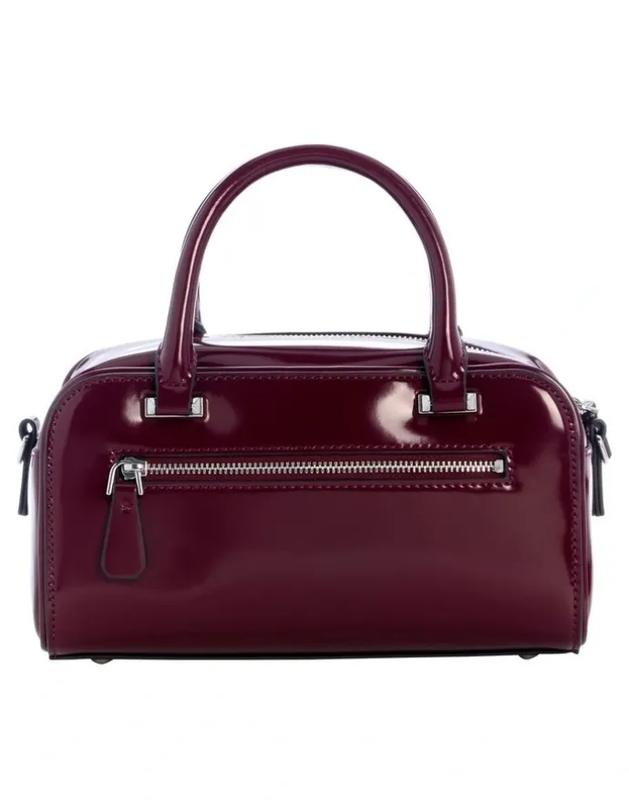 Guess Arnela Mini Satchel Bag in Burgundy