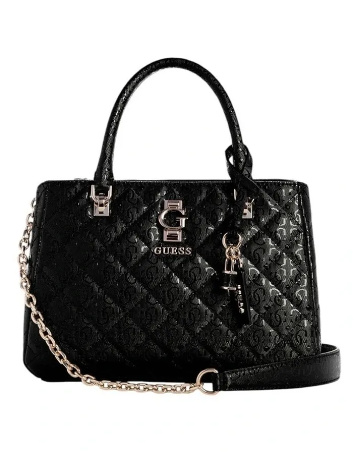 Guess Bessey Luxury Satchel Bag in Black